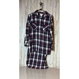 Say What Womens Hi-Lo Cotton‎ Plaid Shirt XL